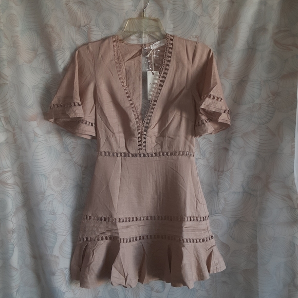 HP! Linen Blend Lattice Mini Dress - Picture 6 of 7